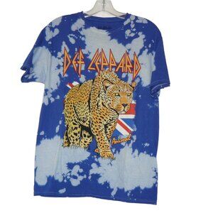 NWOT- Def Leppard Leopard Blue Tie Dye Band T Shirt Size  Small